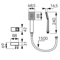 KÄSIDUŠIKOMPLEKT FERRO SINUS, MUST MATT