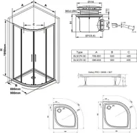 DUŠIKOMPLEKT RAVAK 90X195CM 5IN1 BLSCP4, SET6 ALUMIINIUM