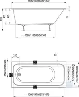 VANN RAVAK CHROME 180X80CM SETV28R VANNISEINAGA, ALUMIINIUM