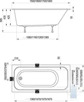 VANN RAVAK CHROME SLIM 180X80CM SETV39R VANNISEINAGA, SATIIN