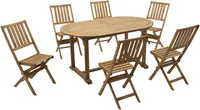 SÖÖGILAUAKOMPLEKT LAUD JA 6-TOOLI, KOKKUPANDAV PUIT