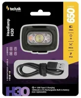 PEALAMP TECHNIK LED H30 650LM IPX4 USB-C PUNA/VALGE VALGUS