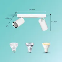 KOHTVALGUSTI KOSIPO SPOT 2X5W IP44 VALGE