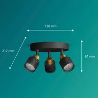 KOHTVALGUSTI NIALL SPOT 3X35W ÜMMARGUNE MUST-MESSING