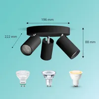 KOHTVALGUSTI KOSIPO SPOT 3X5W IP44 ÜMMARGUNE MUST