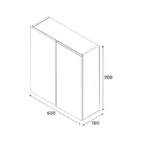 PEEGELKAPP AQUALINE SLIM 60X16X70CM VALGE