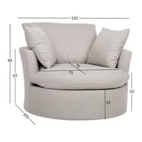 TUGITOOL FLUFFY PÖÖRLEV 110X105XH65/86CM, HELEHALL
