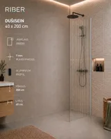 DUŠISEIN AQUALINE 7MMX40X200CM JÄÄKLAAS ALUMIINIUM PROFIIL