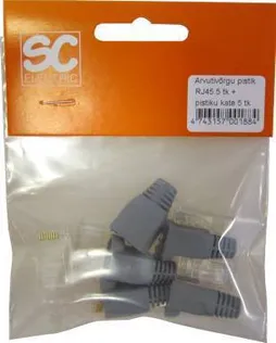 ARVUTIVÕRGU PISTIK TESATEK RJ45 5TK + PISTIKU KATE 5TK PAKIS