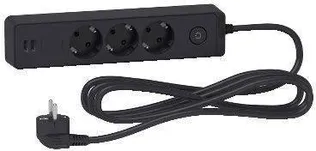 PIKENDUSJUHE SCHNEIDER ELECTRIC 3M 3 PESA + 2XUSB 2,4A LÜLITI MUST