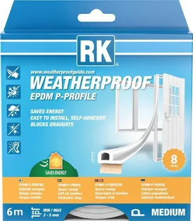 AKNA- JA UKSETIHEND RK EPDM MEDIUM P-PROFIIL VALGE 6M