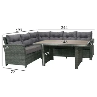 AIAMÖÖBLIKOMPLEKT PAVIA, LAUD JA NURGADIIVAN