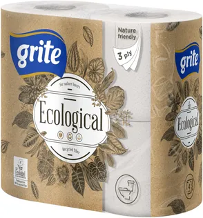 TUALETTPABER GRITE ECOLOGICAL 3-KIHILINE 4 RULLI