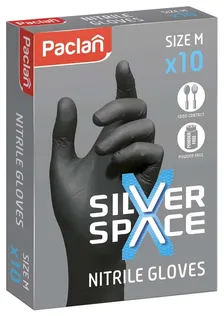 NITRIILKINDAD PACLAN SILVER SPACE M SUURUS, 10TK PAKIS