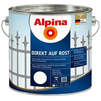 METALLIVÄRV ALPINA DIREKT AUF ROST 2,5L VALGE (RAL9016) LÄIKIV
