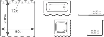 DUŠIKARDIN 180X200CM RIDDER 33367 TRIANGLE PEVA