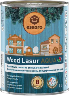 DEKORATIIVNE PUIDUKAITSEVAHEND ESKARO WOOD LASUR AQUA 1L VALGE