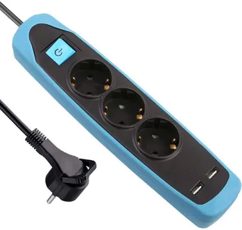 PIKENDUSJUHE ELECTRALINE 2M 3PESA 3G1,0MM² LK LÜLITI 2XUSB MUST/SININE