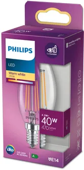 LED LAMP PHILIPS CLASSIC FILAMENT 4,3W E14 B35 470LM