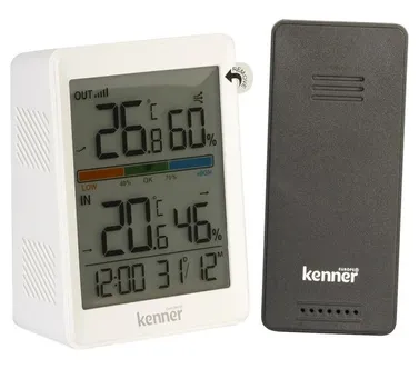 SISE-JA VÄLISTERMOMEETER/HÜGROMEETER KENNER DIGITAALNE JUHTMEVABA