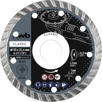 TEEMANTLÕIKEKETAS KWB, TURBO 115MM