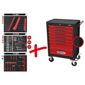 TÖÖRIISTAKÄRU KS TOOLS ECOLINE 7-SAHTLIT+KOMPLEKT, 215-OSA