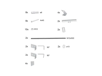 ESIPANEELI PAIGALDAMISE KOMPLEKT RAVAK 10°, BEHAPPY II, CHROME