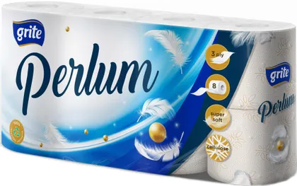 TUALETTPABER GRITE PERLUM 3-KIHILINE 8 RULLI