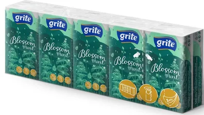 TASKURÄTIKUD GRITE BLOSSOM MINT 3-KIHILINE 10TK/PK