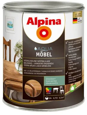 LAKK ALPINA AQUA MÖBEL 0,75L TRANSPARENT SIIDJASMATT