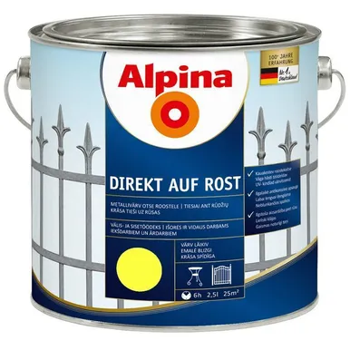 METALLIVÄRV ALPINA DIREKT AUF ROST 2,5L KOLLANE (RAL1021) LÄIKIV