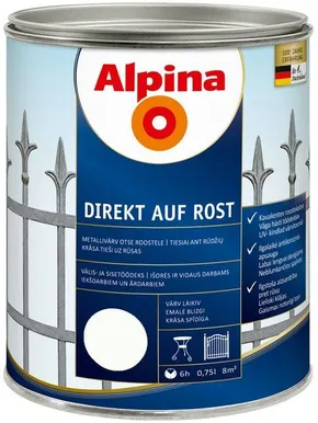 METALLIVÄRV ALPINA DIREKT AUF ROST 0,75L VALGE (RAL9016) LÄIKIV