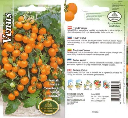 SEEMNED KURZEMES SEKLAS TOMAT VENUS (ORANŽ RÕDUTOMAT) 0,1G