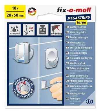 KAHEPOOLNE KLEEPS FIX-O-MOLL 20X50MM VALGE 10TK