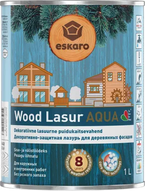 DEKORATIIVNE PUIDUKAITSEVAHEND ESKARO WOOD LASUR AQUA 1L VÄRVITU
