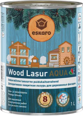 DEKORATIIVNE PUIDUKAITSEVAHEND ESKARO WOOD LASUR AQUA 1L VALGE