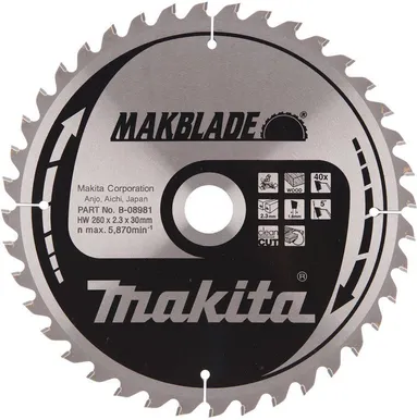 SAEKETAS MAKITA 260X30X2,3MM 40T CLEAN CUT