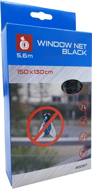 PUTUKAVÕRK AKNALE 150CMX130+KINNITUSTEIP 5,6M MUST