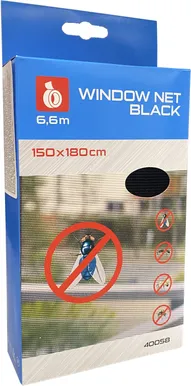 PUTUKAVÕRK AKNALE 150X180CM+KINNITUSTEIP 6,6M MUST