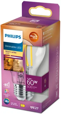 LED LAMP PHILIPS 5,9 - 60W A60 E27 2200-2700 WARMGLOW