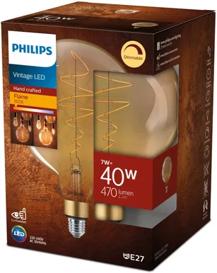 LED LAMP PHILIPS 7 - 40W G200 E27 1800K GOLD HÄMARDATAV