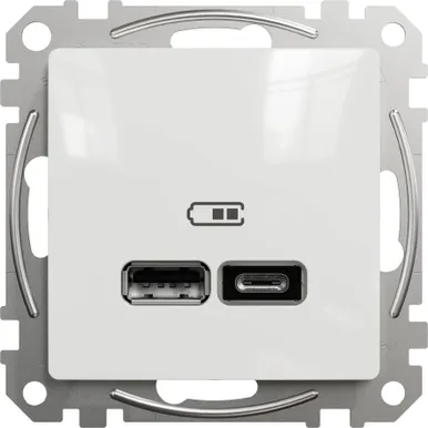 USB LAADIJA A+C 2,4A SCHNEIDER-ELECTRIC SEDNA DESIGN VALGE