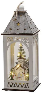 JÕULUKAUNISTUS KONSTSMIDE PUIDUST LATERN KIRIK JA JÕULUMEES 11X11X29
