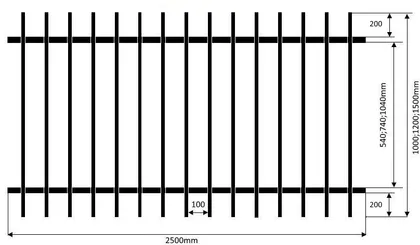 VARBAIA MOODUL ZN 1,0X2,5M RAL9005