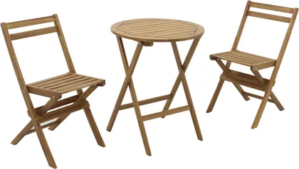 AIAMÖÖBLIKOMPLEKT LAUD JA 2-TOOLI, KOKKUPANDAV PUIT