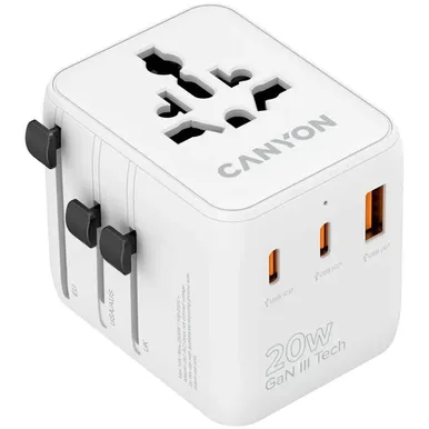 REISIADAPTER CANYON ONTOUR 20 EU/UK/US/AUS 20W VALGE
