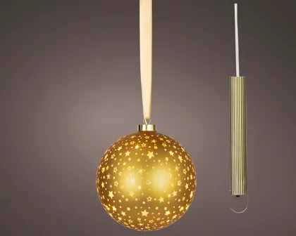 JÕULUKAUNISTUS KUUL LED TULEDEGA Ø19CM KULDNE
