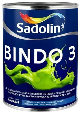 SEINA- JA LAEVÄRV SADOLIN BINDO 3 1L VALGE (BW) TÄISMATT