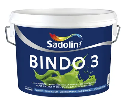SEINA- JA LAEVÄRV SADOLIN BINDO 3 10L VALGE (BW) TÄISMATT