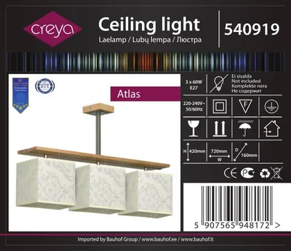 LAELAMP ATLAS 3XE27/60W